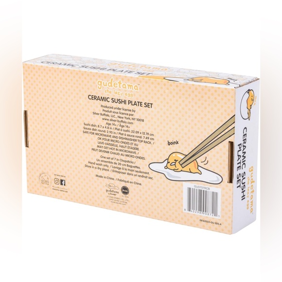 Sanrio Hello Kitty and Friends Gudetama The Lazy Egg 3 Piece Sushi Plate Set - Picture 5 of 9